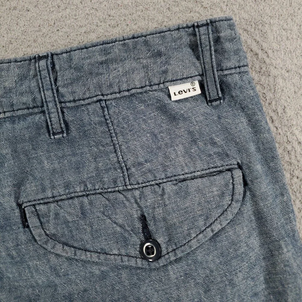 Levis Linen Cargo Shorts Mens Size 40 Blue Comfort Breathable
